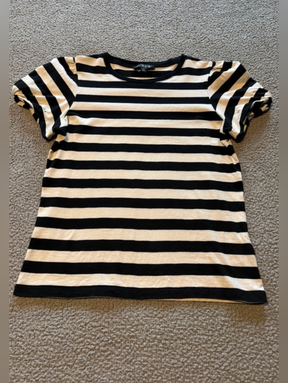 Preppy Twee Girlhood 100% Cotton J Crew Striped Puff Sleeve T-Shirt